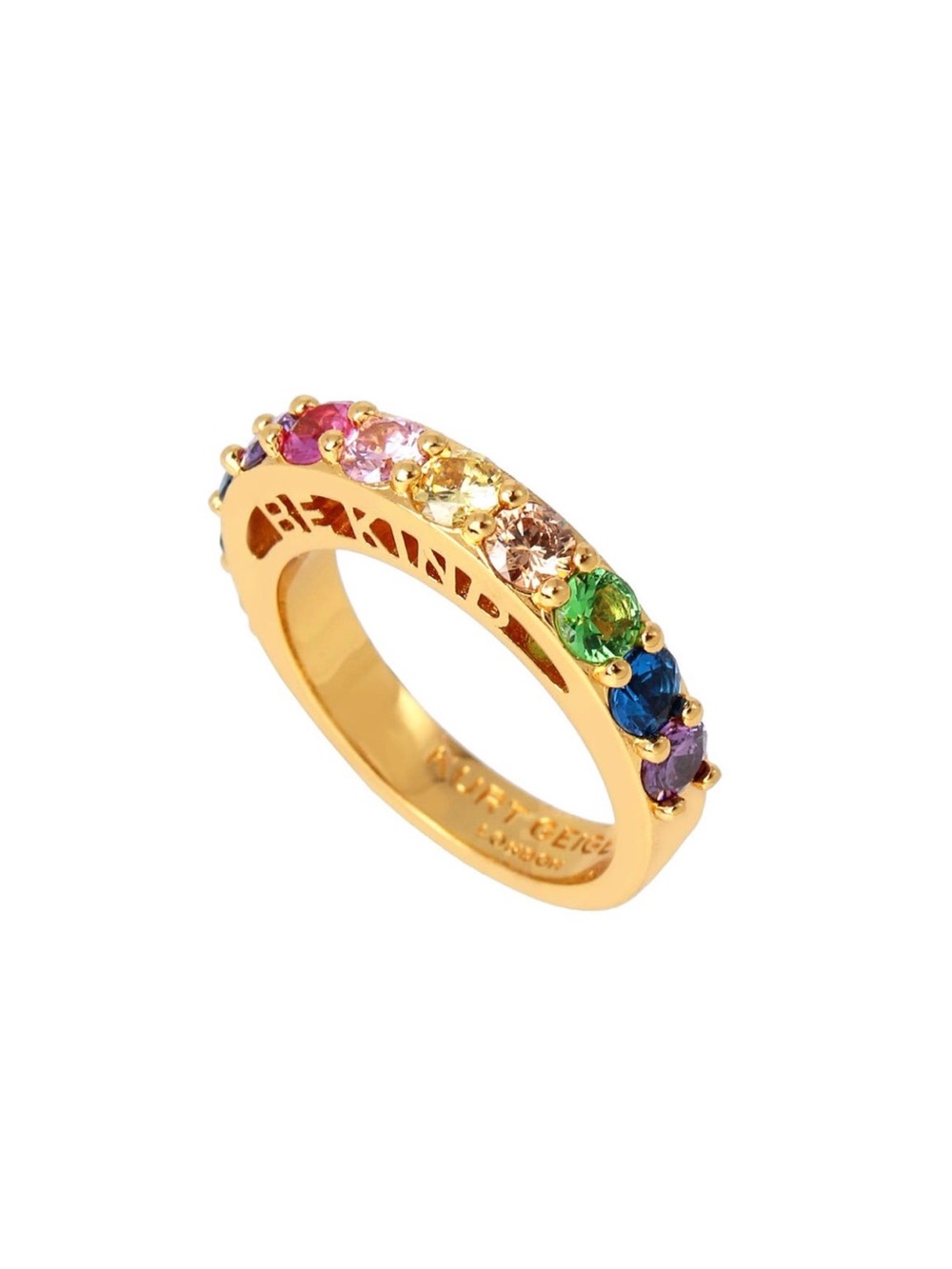 Kurt Geiger Gold Rainbow Gemstone Band Ring